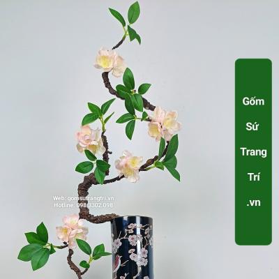 bình củ tỏi mã não chim hoa đào cao cấp tại gốm sứ trang trí